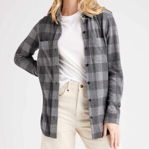 Quince Stretch Sweater Fleece Shirt Gray Size XL Soft Minimalist Cozy Button Up